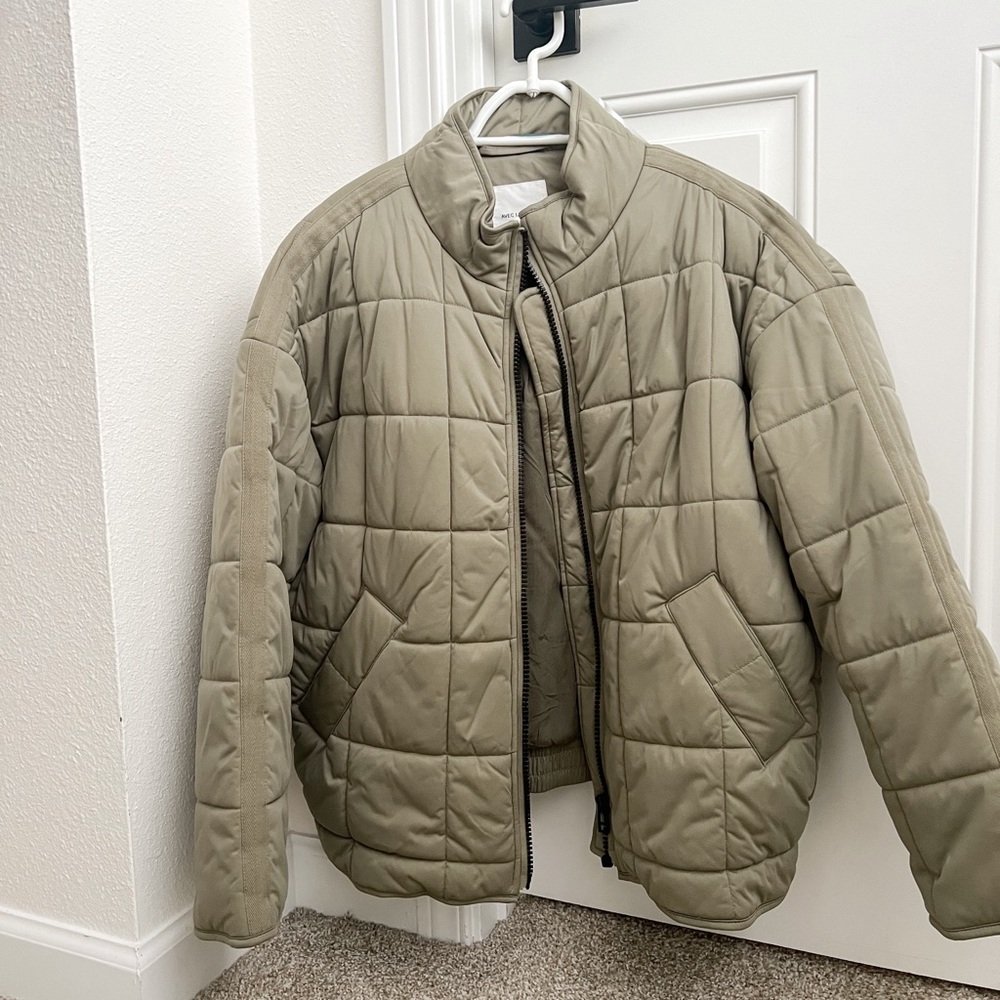 Avec les filles quilted bomber jacket coat olive green